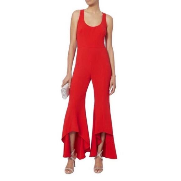 Intermix Gabrielle Ruffle Jumpsuit Red Size 4 - Picture 1 of 6